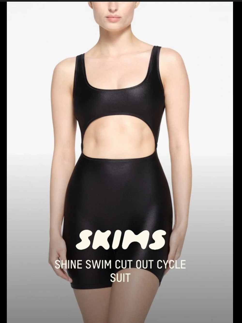 Skims shine Cutout One-Piece cycle suit Swim Romper onyx medium nwt onesie